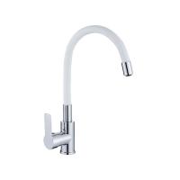 Смеситель для кухни, гибкий силиконовый излив, латунь VALFEX Estreya Chrome White (10)